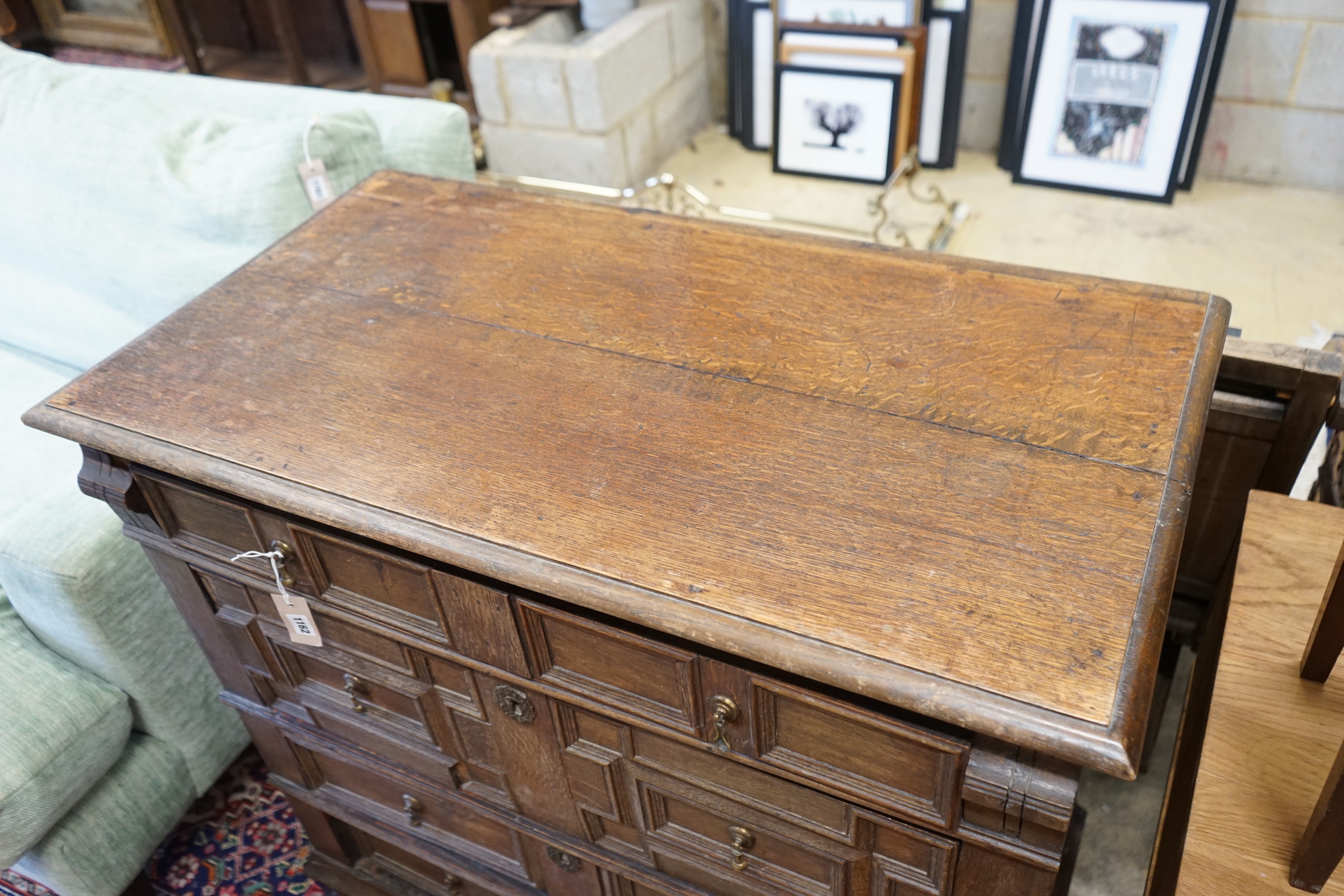 A late 17th /early 18th century oak chest, width 99cm, depth 54cm, height 95cm